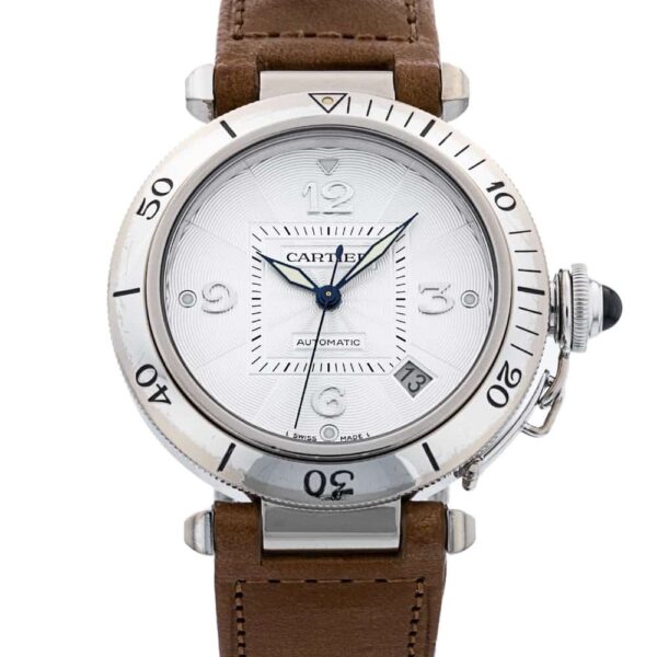 Pasha Brown Leather Strap (White)